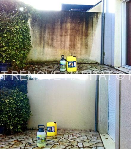 Nettoyage extérieur Angers - Avant après nettoyage d'un mur extérieur