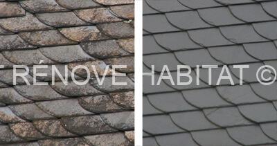 Couvreur à Angers - Avant après le nettoyage d'une toiture