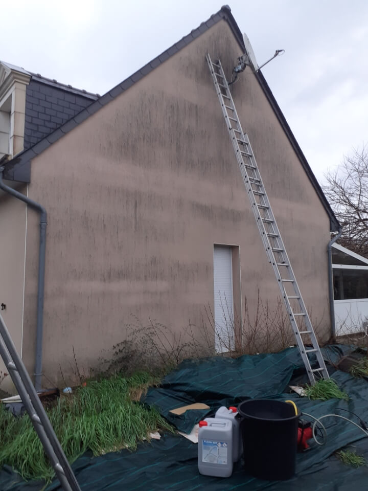 Nettoyage facade Sainte-Gemmes-sur-Loire - Avant le nettoyage - traces noires
